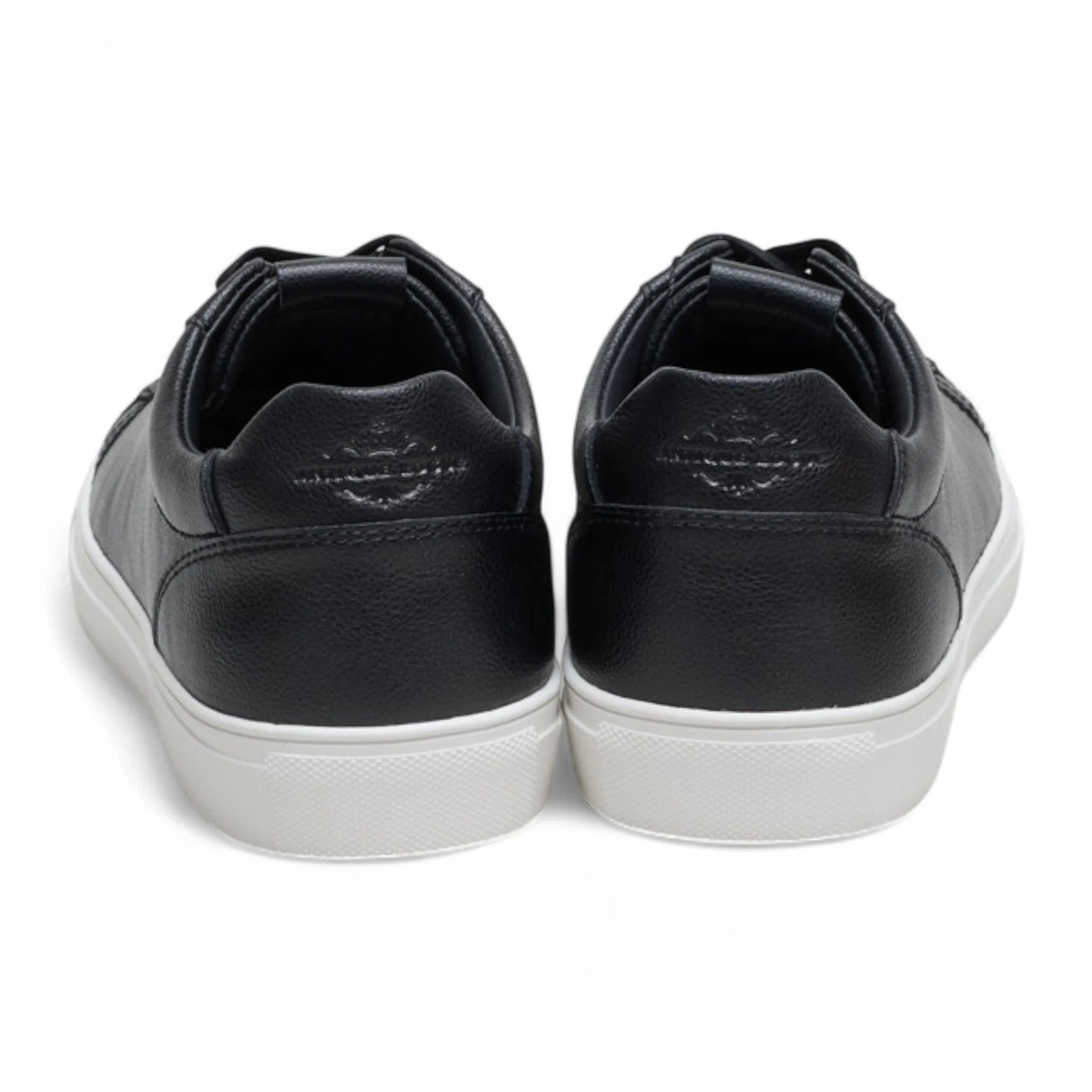 Zapatillas deportivas casuales de cuero negro con cordones para hombre