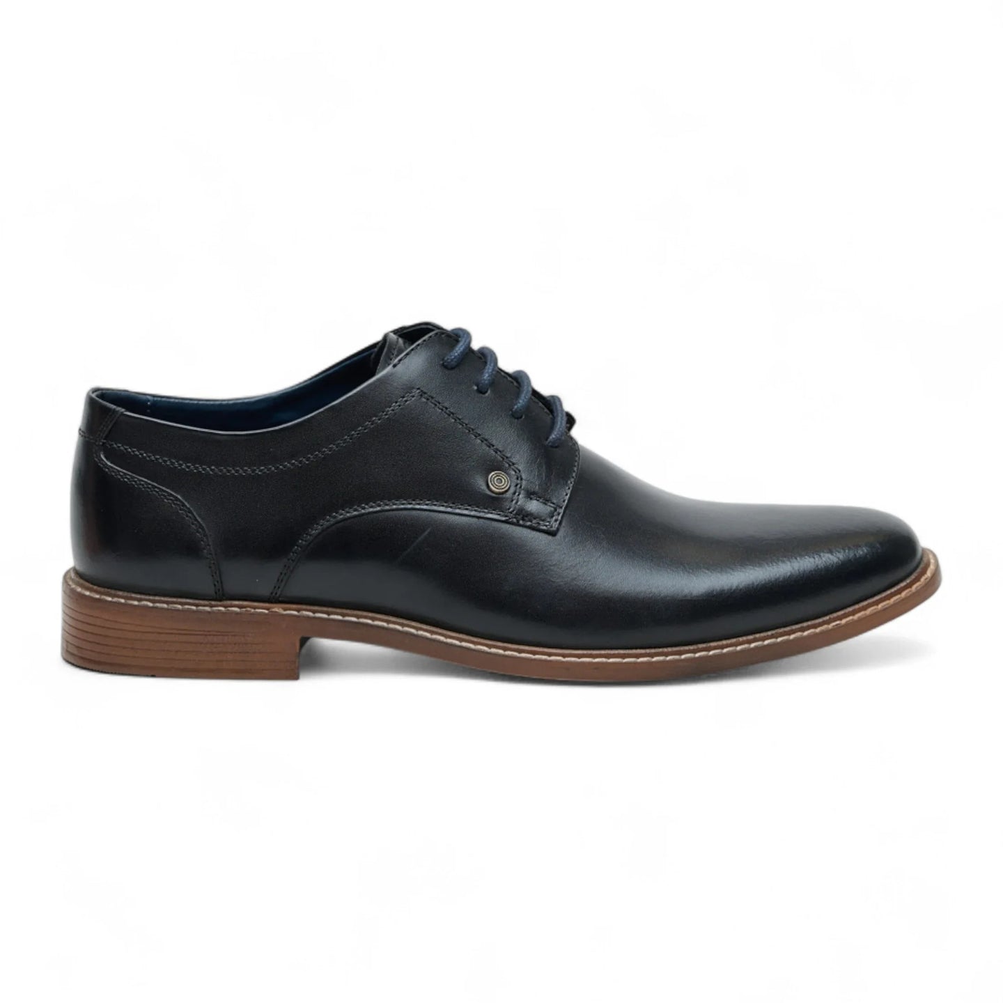 Zapatos Derby formales lisos de cuero negro pulido para hombre