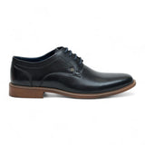 Zapatos Derby formales lisos de cuero negro pulido para hombre