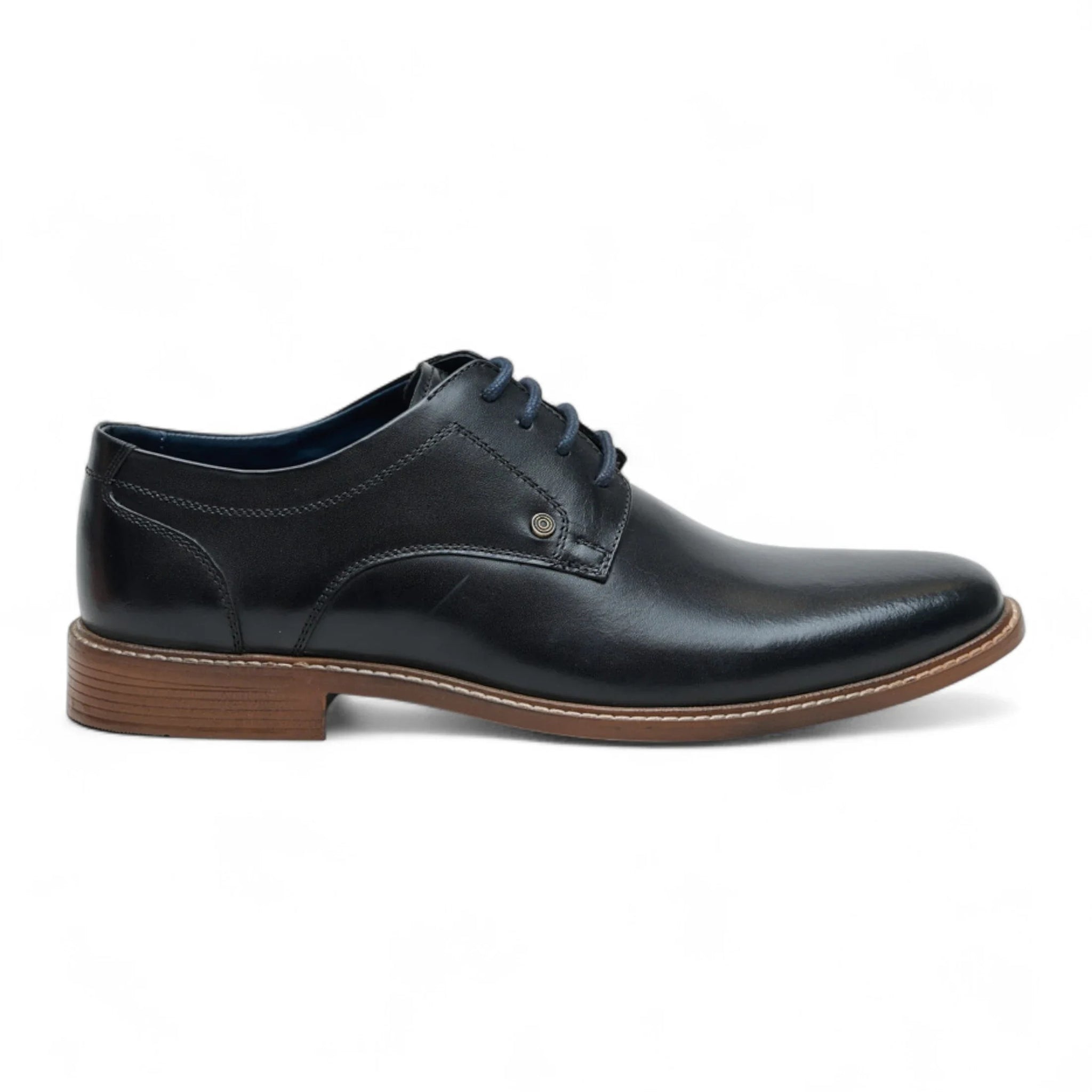Zapatos Derby formales lisos de cuero negro pulido para hombre