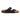 Sandalias tipo pantufla de cuero negro para hombre con plantilla ajustable.