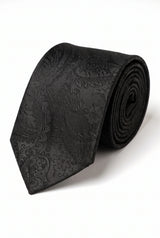 Set de regalo de corbata negra con estampado paisley para hombre