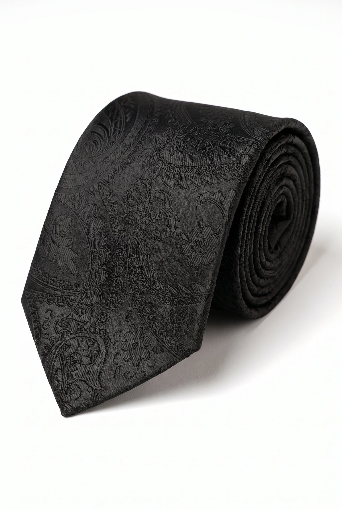 Set de regalo de corbata negra con estampado paisley para hombre