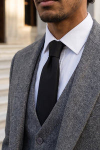 Corbata negra lisa de color liso para hombre