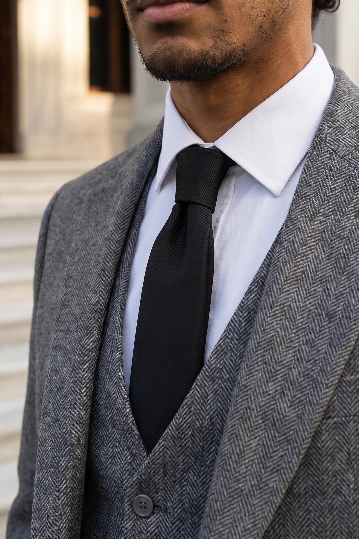 Corbata negra lisa de color liso para hombre