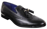 Zapatos brogue negros con borlas para hombre