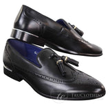 Zapatos brogue negros con borlas para hombre