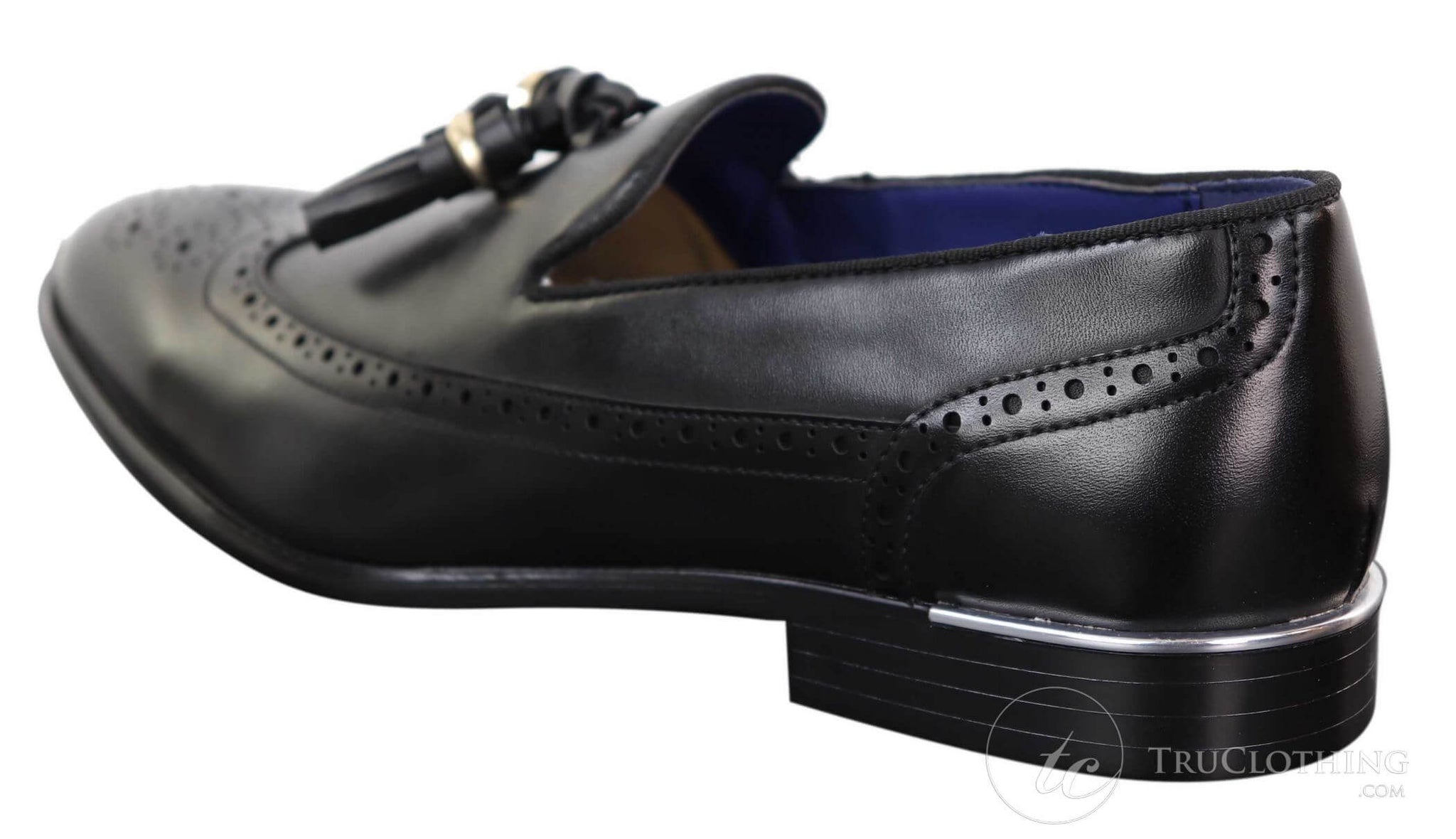 Zapatos brogue negros con borlas para hombre