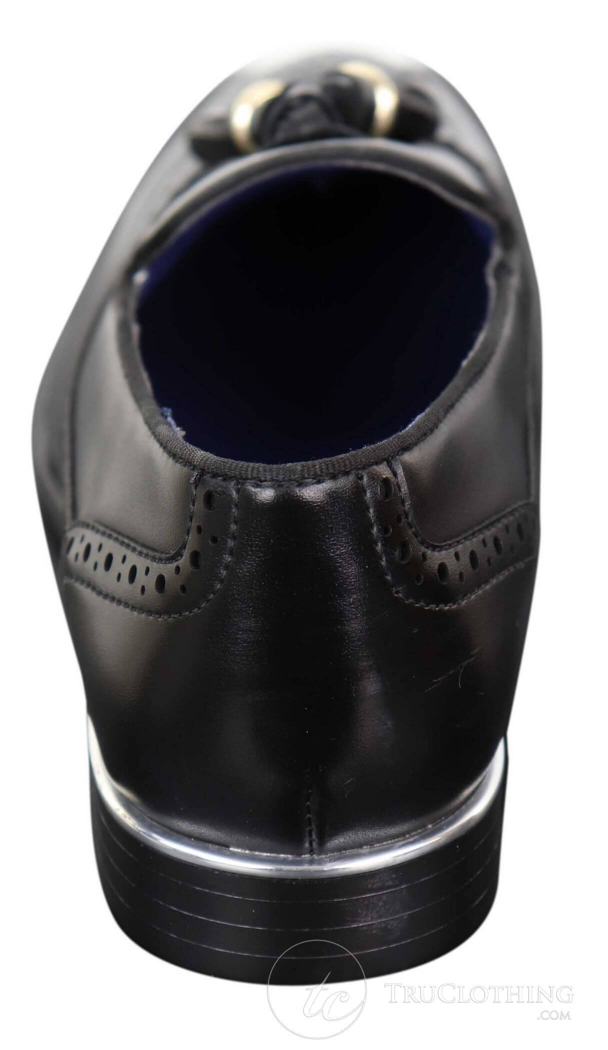Zapatos brogue negros con borlas para hombre