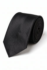 Conjunto de corbata negra para hombre con pañuelo de bolsillo y gemelos.