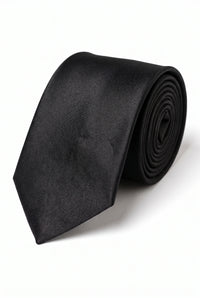 Conjunto de corbata negra para hombre con pañuelo de bolsillo y gemelos.