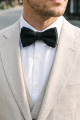 Pajarita de tweed negro para hombre