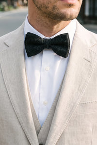 Pajarita de tweed negro para hombre
