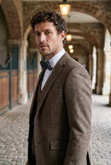 Pajarita de tweed negro para hombre
