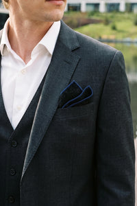 Pañuelo de bolsillo para hombre de mezcla de lana y tweed negro.