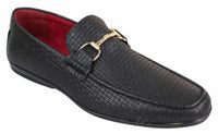 Mocasines de cuero sintético negro con tejido trenzado para hombre