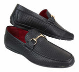 Mocasines de cuero sintético negro con tejido trenzado para hombre