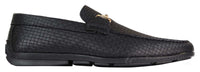 Mocasines de cuero sintético negro con tejido trenzado para hombre