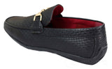 Mocasines de cuero sintético negro con tejido trenzado para hombre