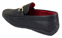 Mocasines de cuero sintético negro con tejido trenzado para hombre