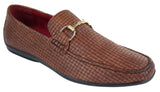 Mocasines de cuero sintético negro con tejido trenzado para hombre