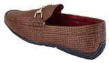 Mocasines de cuero sintético negro con tejido trenzado para hombre