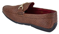 Mocasines de cuero sintético negro con tejido trenzado para hombre