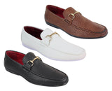 Mocasines de cuero sintético negro con tejido trenzado para hombre