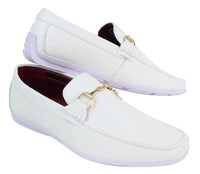 Mocasines de cuero sintético negro con tejido trenzado para hombre