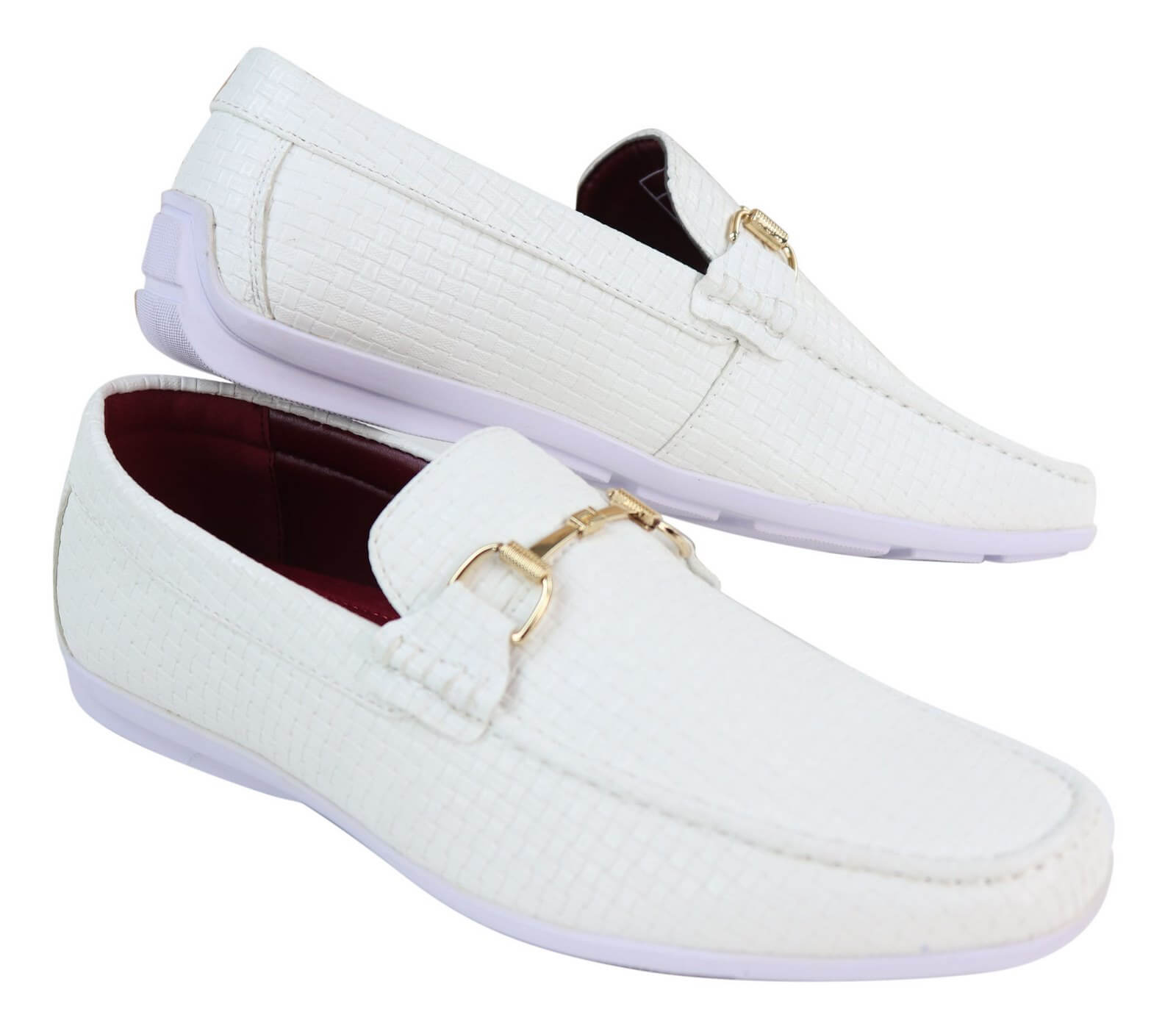 Mocasines de cuero sintético negro con tejido trenzado para hombre