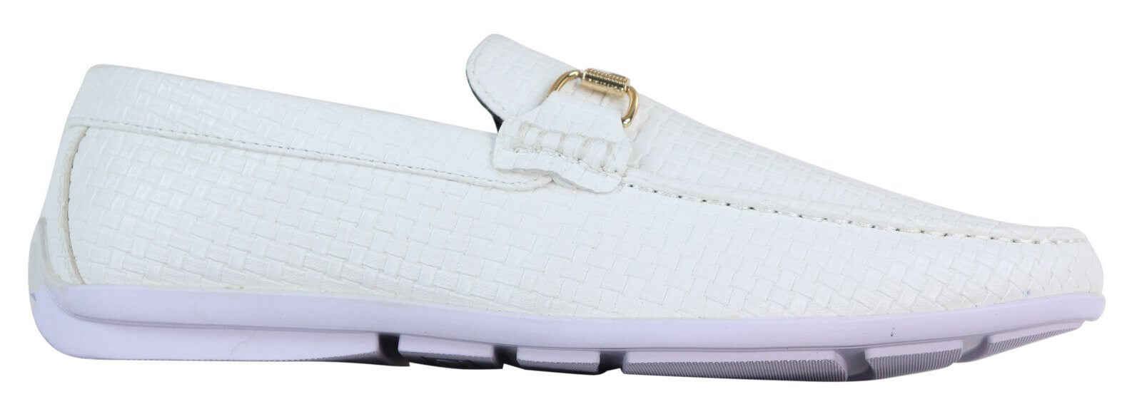 Mocasines de cuero sintético negro con tejido trenzado para hombre