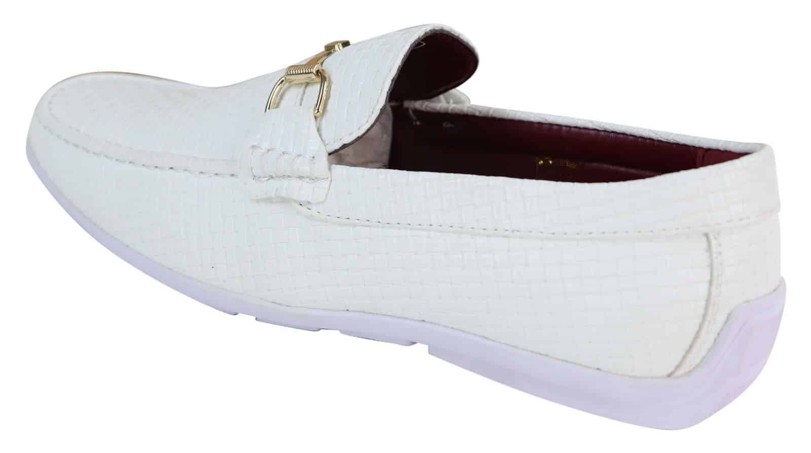 Mocasines de cuero sintético negro con tejido trenzado para hombre