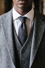 Corbata de tweed de mezcla de lana negra para hombre