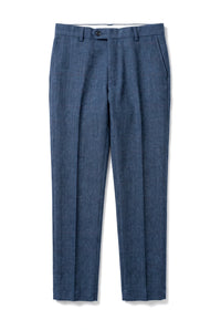 Dion - Pantalones de hombre de tweed azul con estampado de espiga