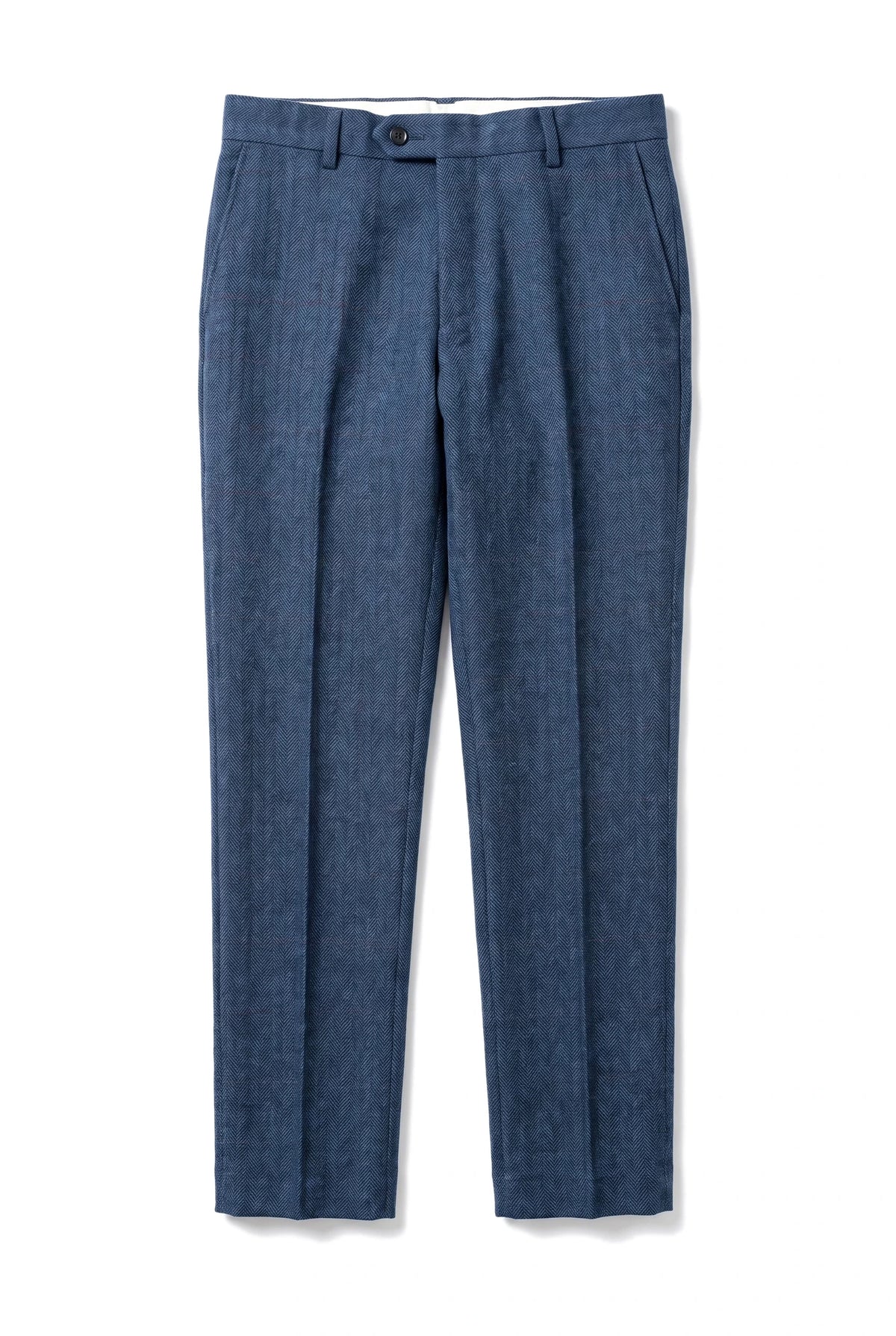 Dion - Pantalones de hombre de tweed azul con estampado de espiga