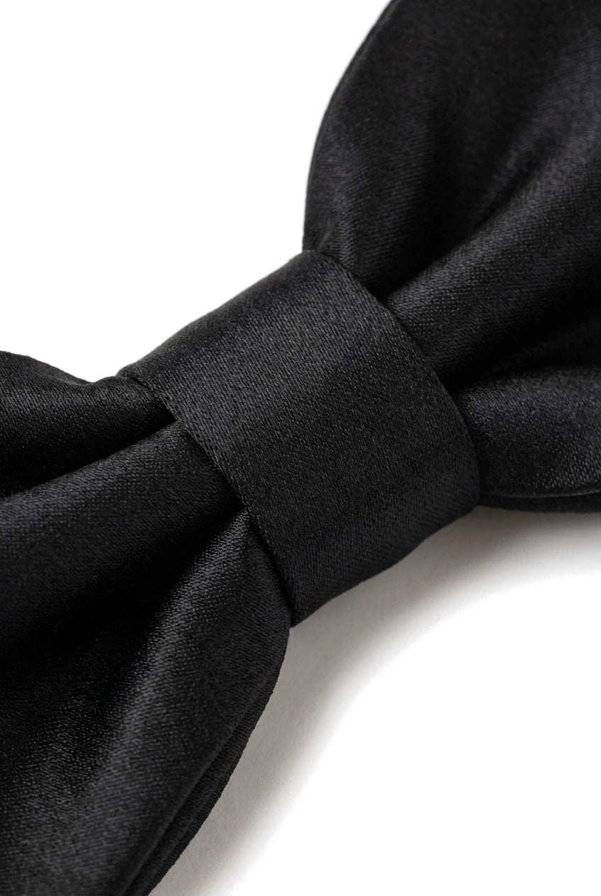 Conjunto de regalo para hombre: pajarita, pañuelo de bolsillo, gemelos, color negro.
