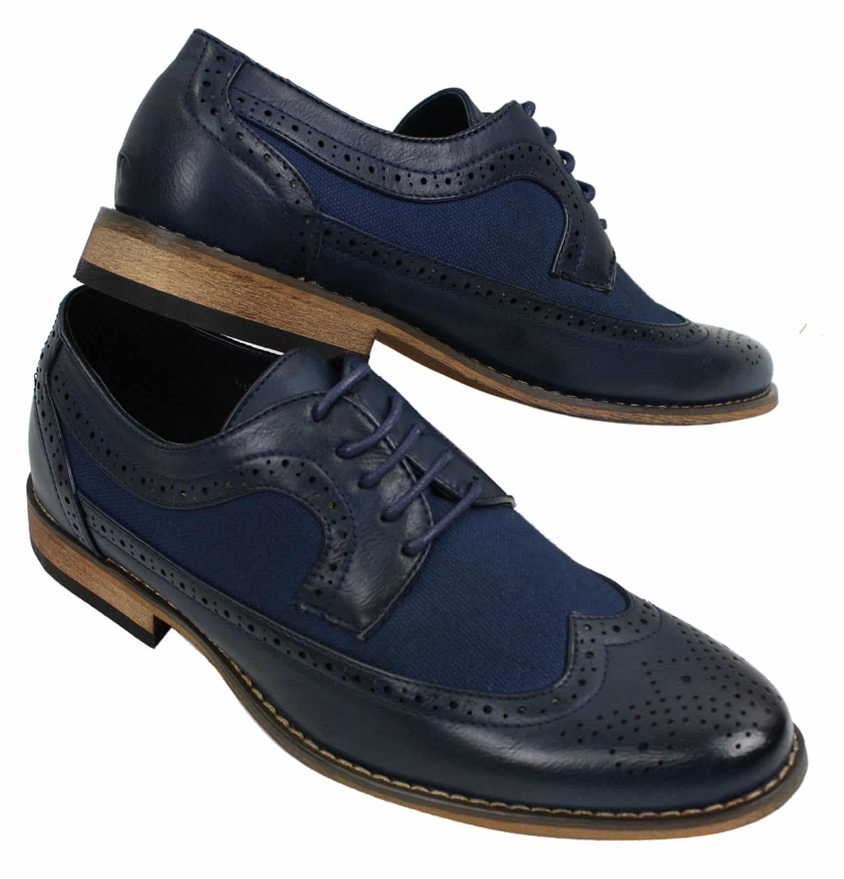 Zapatos de cuero tipo brogue para hombre, de diseñador italiano, elegantes e informales, en tonos marrón, negro y azul marino, estilo retro.