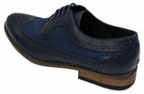 Zapatos de cuero tipo brogue para hombre, de diseñador italiano, elegantes e informales, en tonos marrón, negro y azul marino, estilo retro.