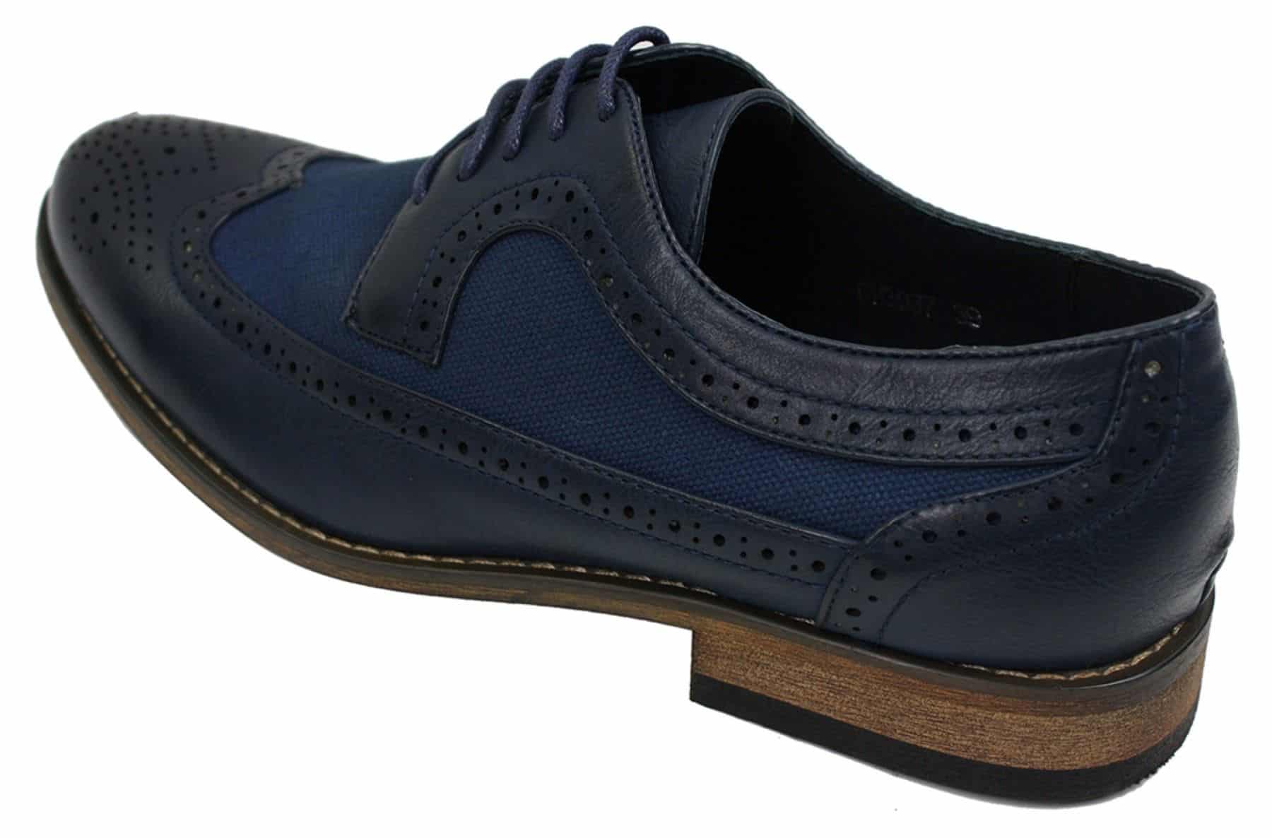 Zapatos de cuero tipo brogue para hombre, de diseñador italiano, elegantes e informales, en tonos marrón, negro y azul marino, estilo retro.