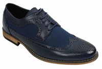 Zapatos de cuero tipo brogue para hombre, de diseñador italiano, elegantes e informales, en tonos marrón, negro y azul marino, estilo retro.