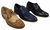 Zapatos de cuero tipo brogue para hombre, de diseñador italiano, elegantes e informales, en tonos marrón, negro y azul marino, estilo retro.