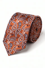 Corbata de hombre con estampado paisley en color bronce.