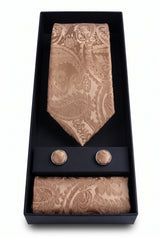 Set de regalo de corbata Paisley color bronce para hombre