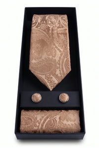 Set de regalo de corbata Paisley color bronce para hombre