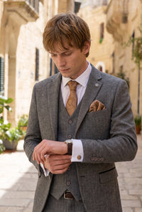 Set de regalo de corbata Paisley color bronce para hombre