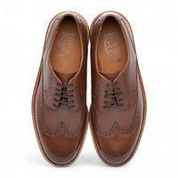 Zapatos de vestir tipo brogue de cuero marrón para hombre