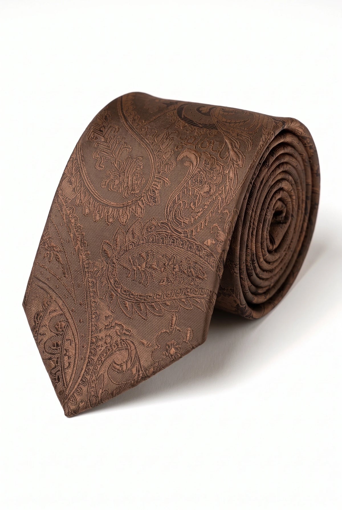Set de regalo de corbata marrón con estampado paisley para hombre