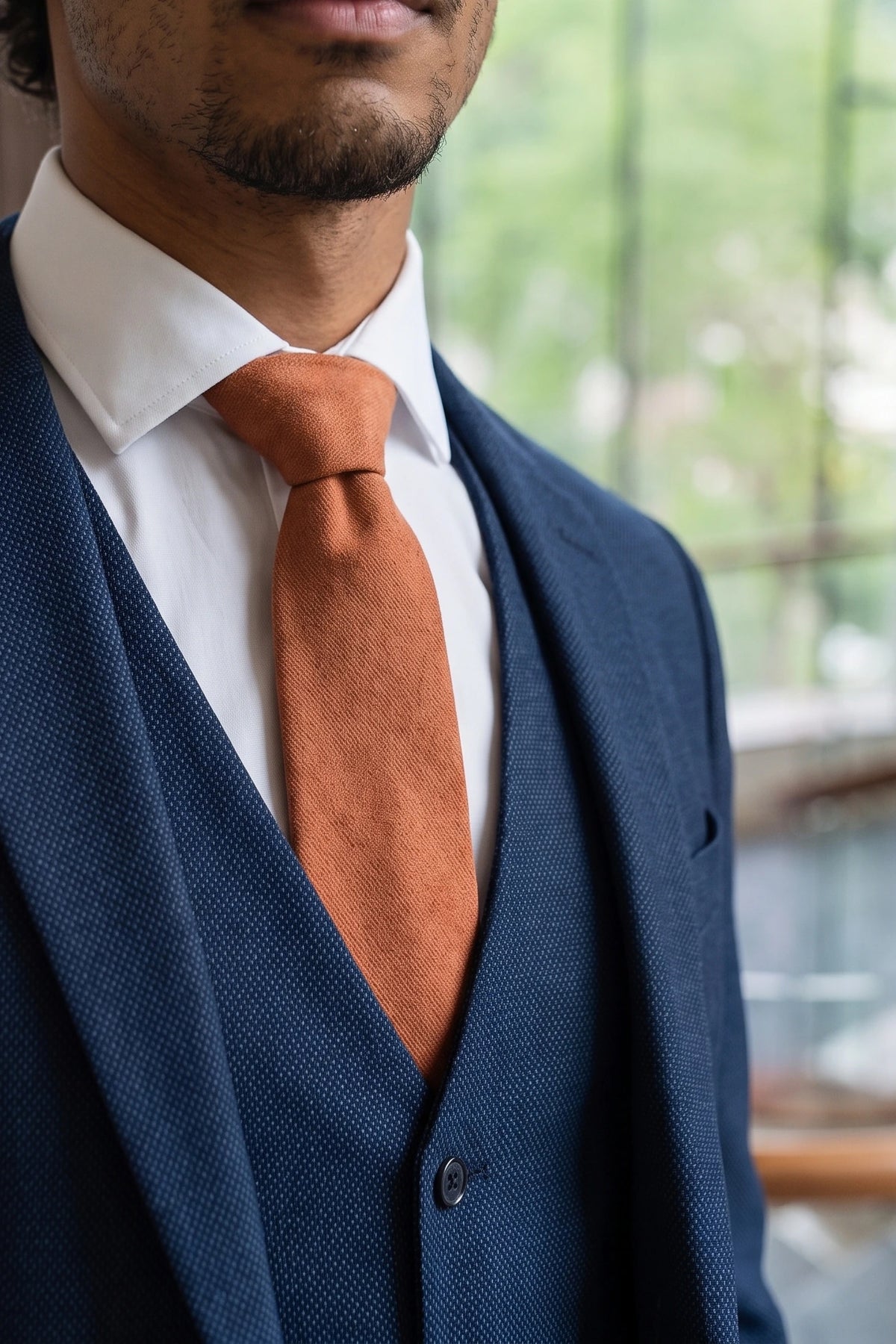 Corbata de hombre con acabado de ante marrón