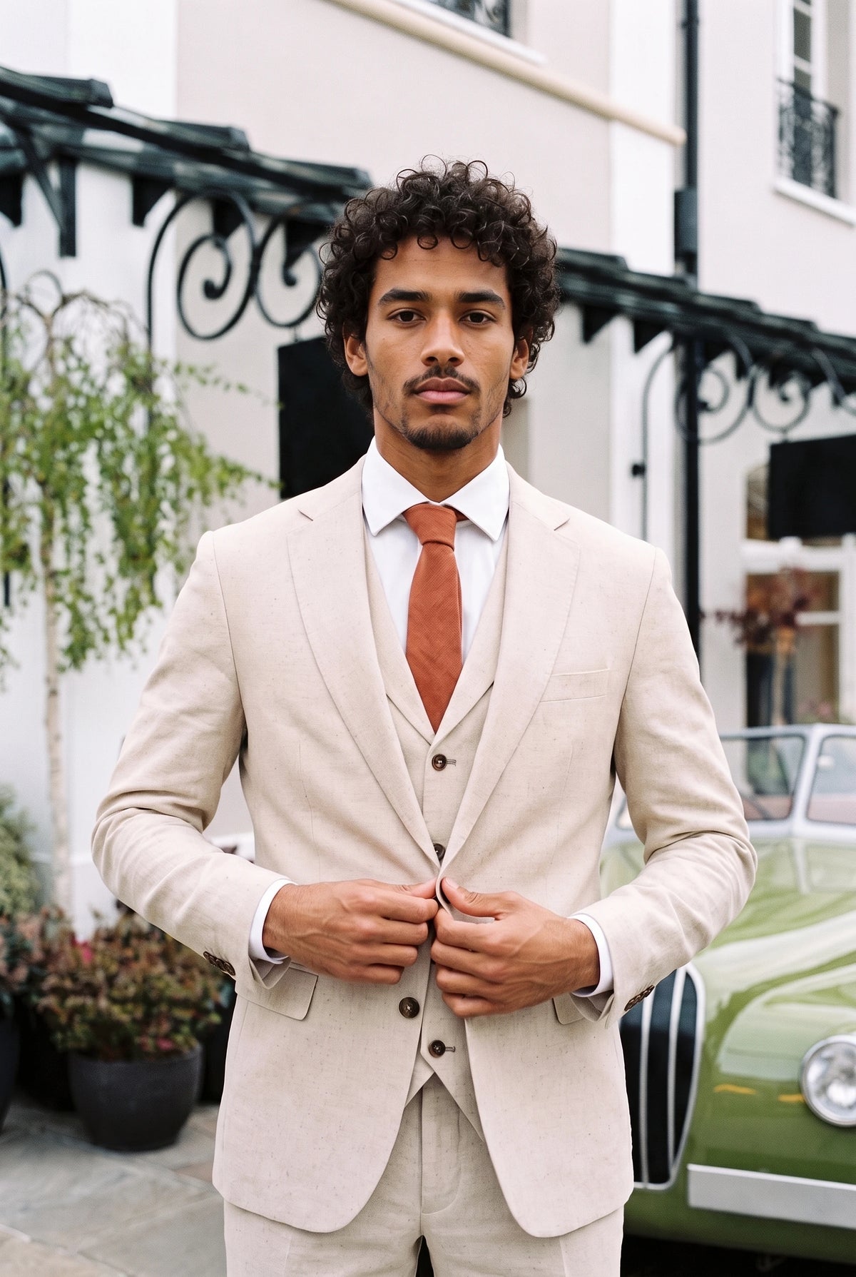 Corbata de hombre con acabado de ante marrón