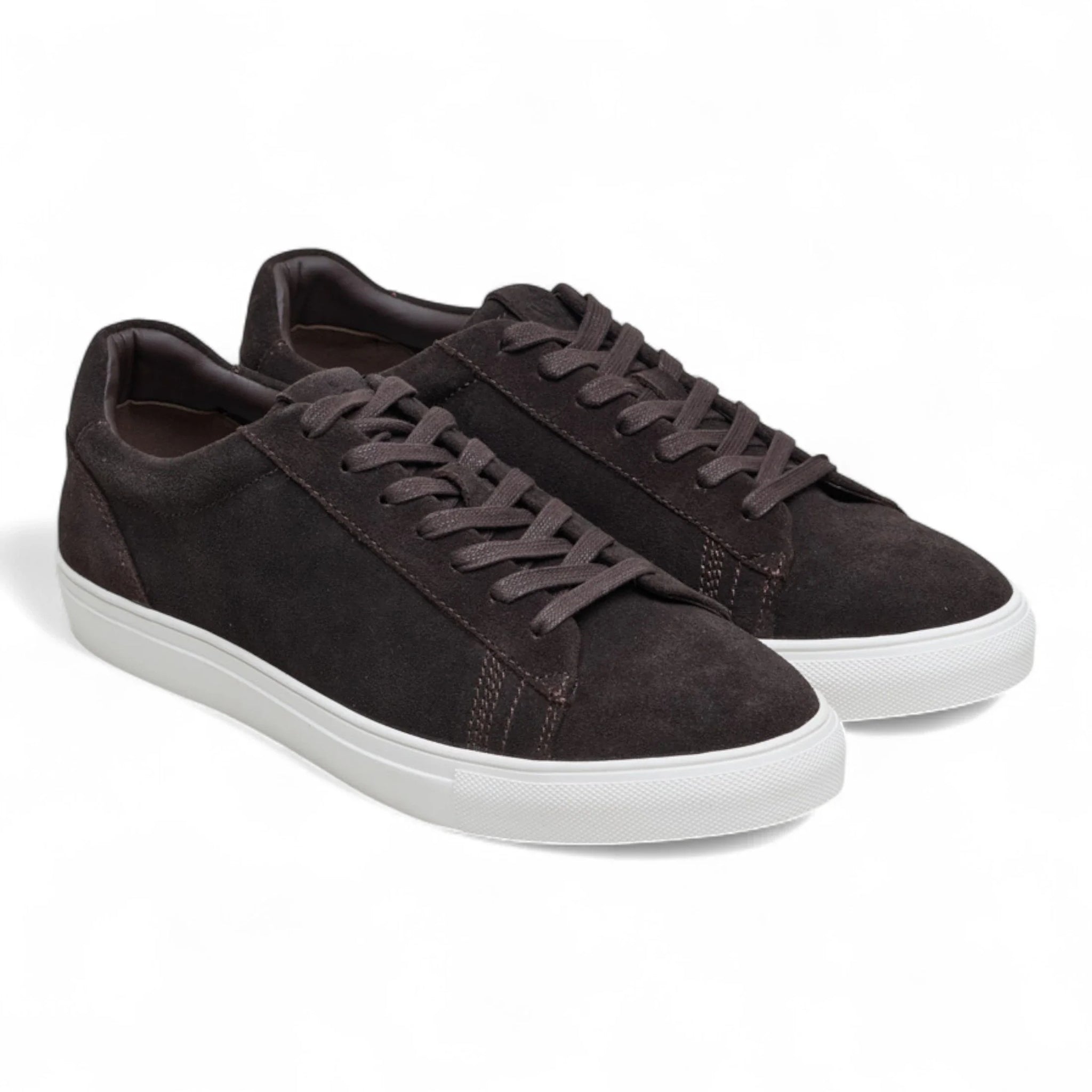 Zapatillas deportivas casuales de hombre con cordones, de ante marrón.